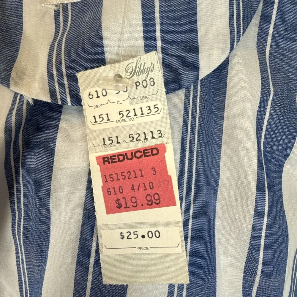 VTG Pierre Cardin NWT Robe One Size Striped Blue White Deadstock Sibleys Tag